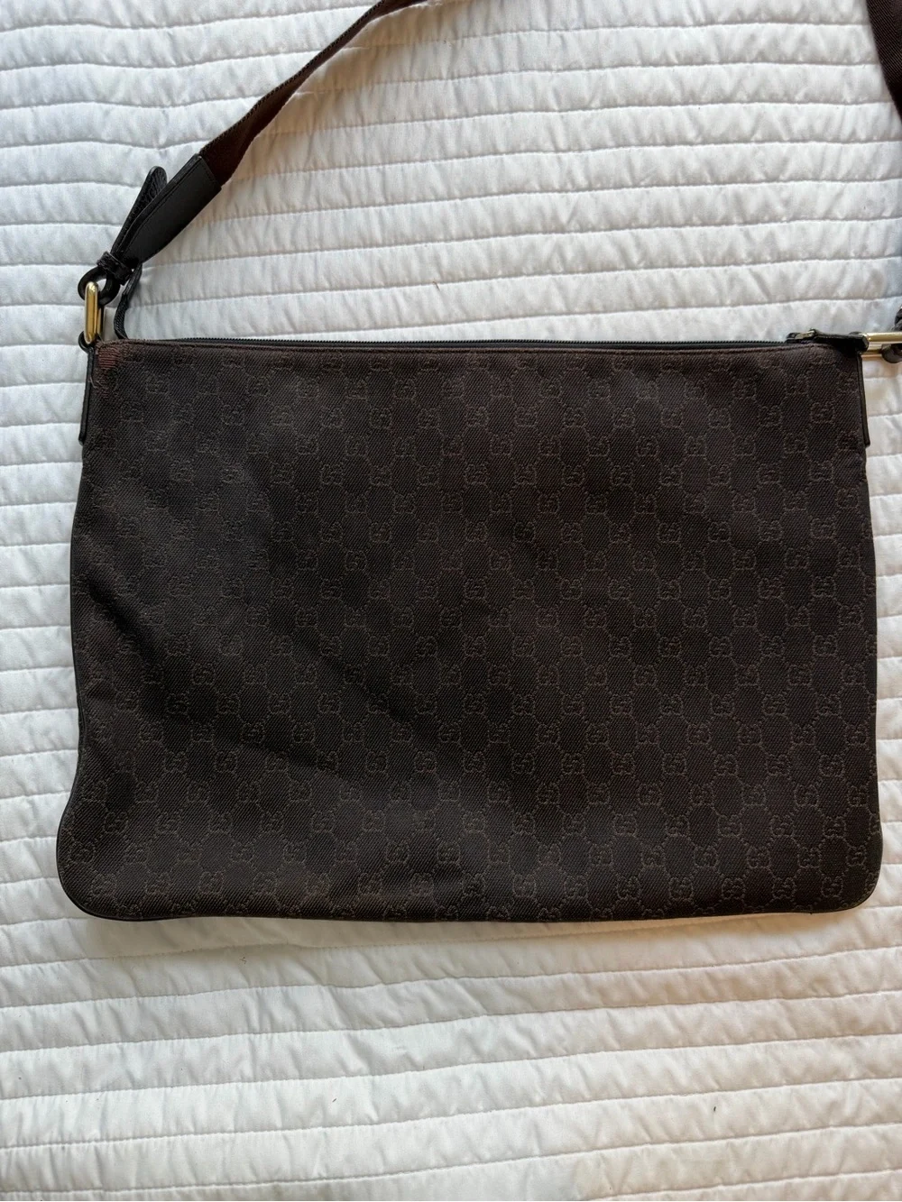 Gucci Black Signature Monogram Large Messenger Bag